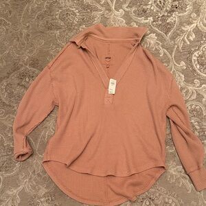 Aerie Pink Waffle Knit Top